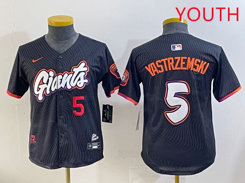 Youth San Francisco Giants 5 Yastrzemski Black Joint Name 2025 Nike MLB Jersey style 35